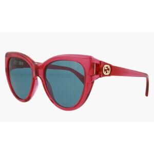 Gucci 56mm Cat Eye Sunglasses Red with blue lenses
